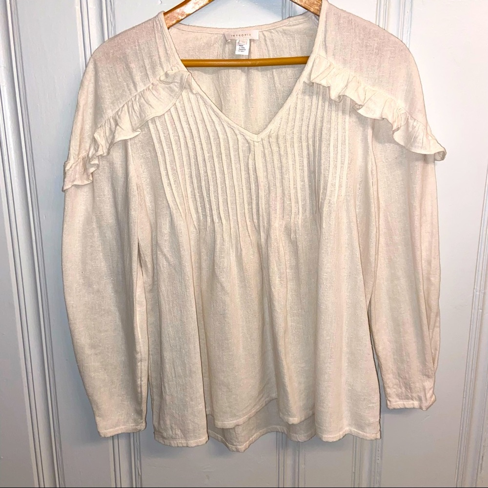 INTROPIA Spain Natural Ecru silk/cotton Pintuck Blouse